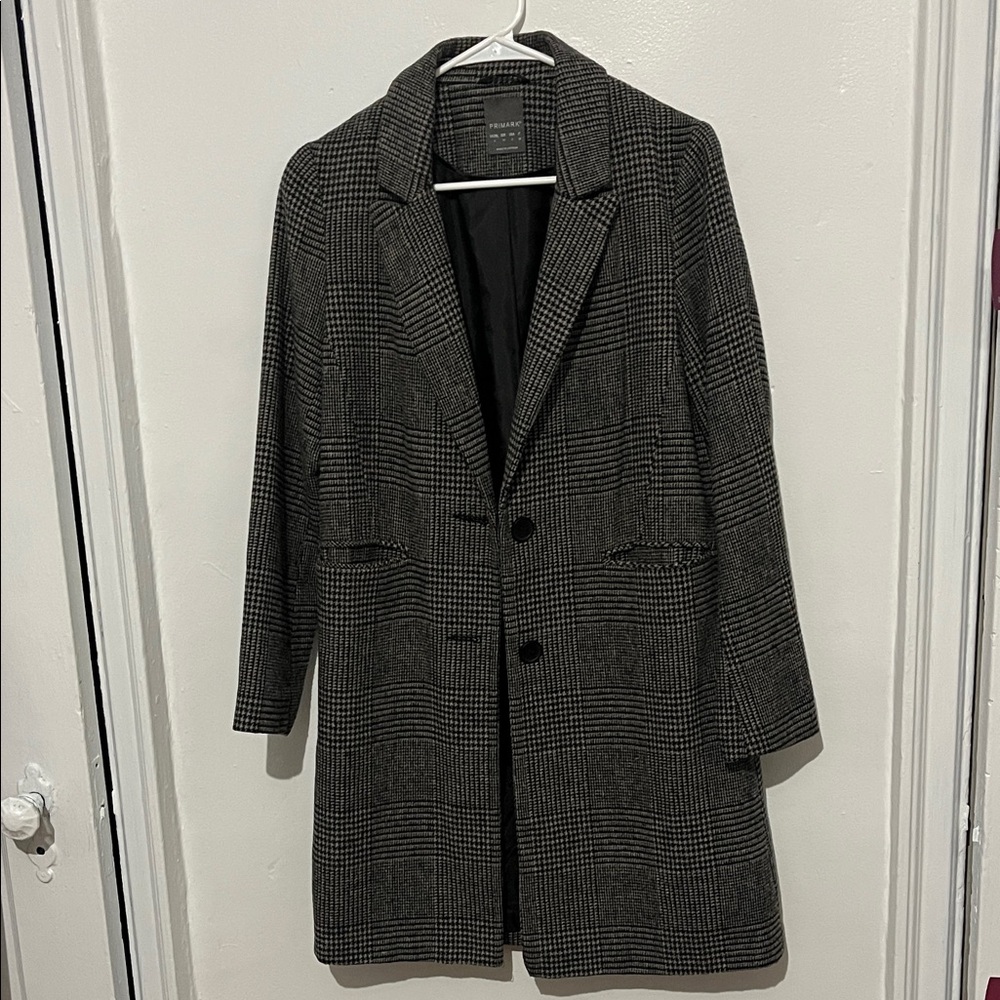 Black and Gray Plaid Coat